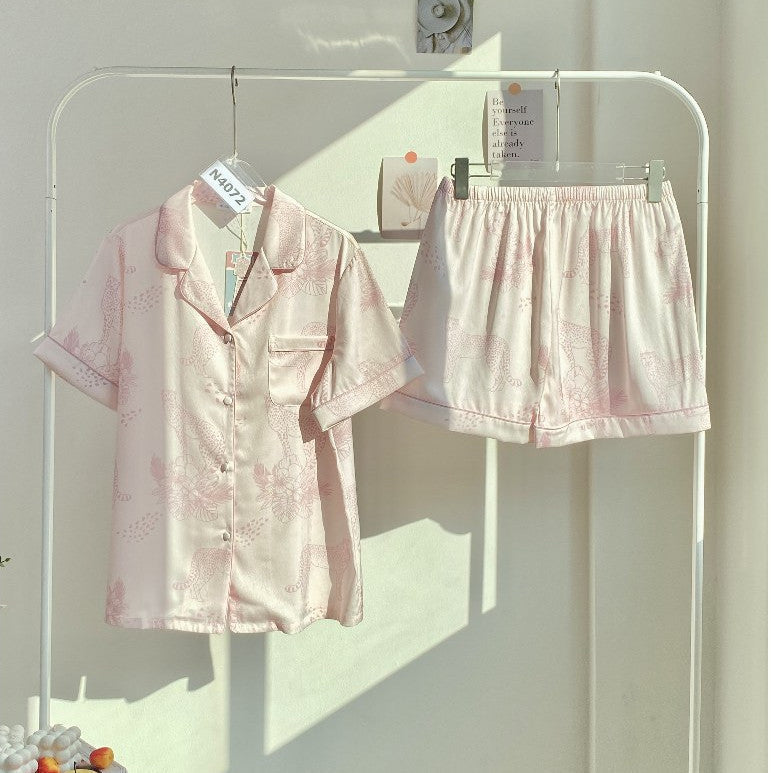 ชุดนอน Muslin Pajamas ชุดนอน Silk Jacquard ( รุ่น Leopard Bouquet N4070 N4071 N4072)