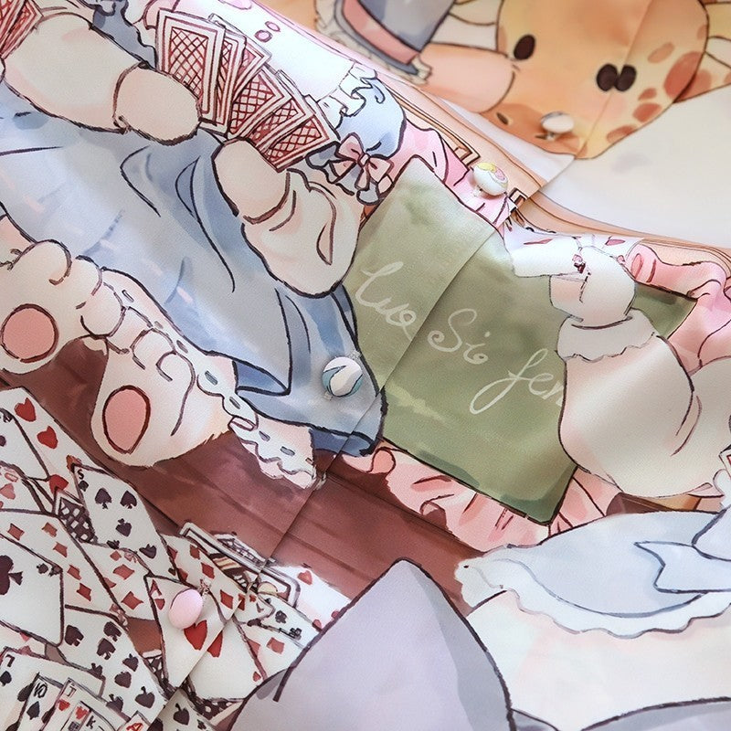 ชุดนอน Muslin Pajamas Silk Satin รุ่นWhimsical Kitty Café (N5114 T5114)|ชุดนอนผู้หญิง,ชุดนอนชุดเที่ยว