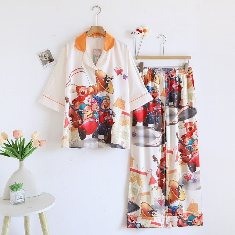 ชุดนอน Muslin Pajamas Silk Satin รุ่นJolly Band( V2142 K2142)|ชุดนอนผู้หญิง,ชุดนอนชุดเที่ยว