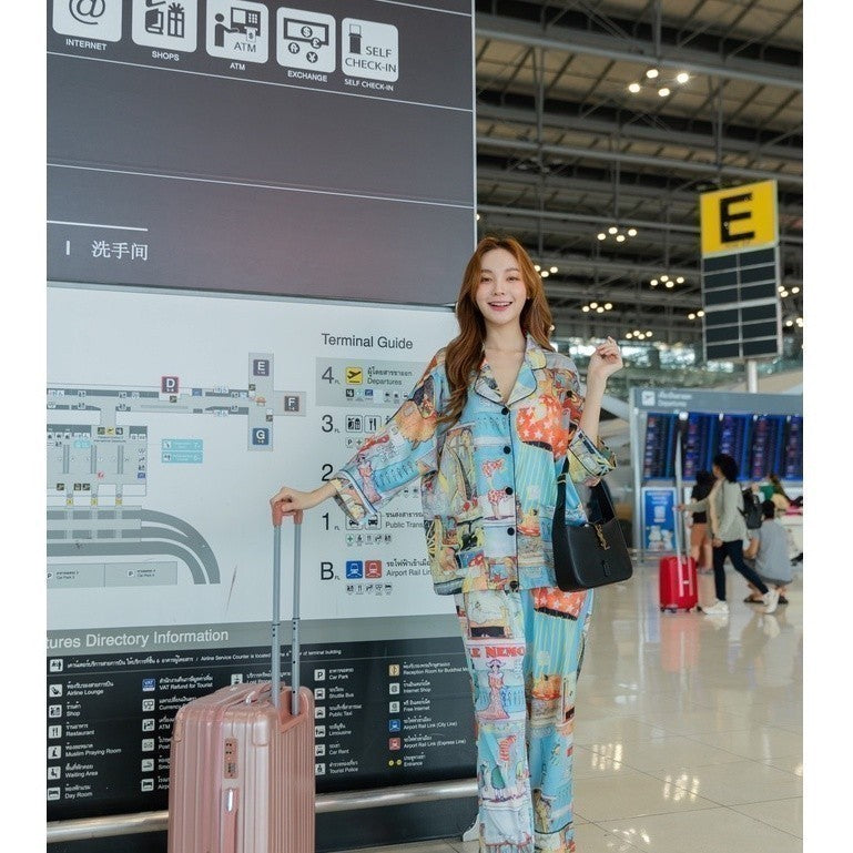 ชุดนอน Muslin Pajamas Silk Satin รุ่น Comic book ( K360 L360 N360 P360 T360 U360 )