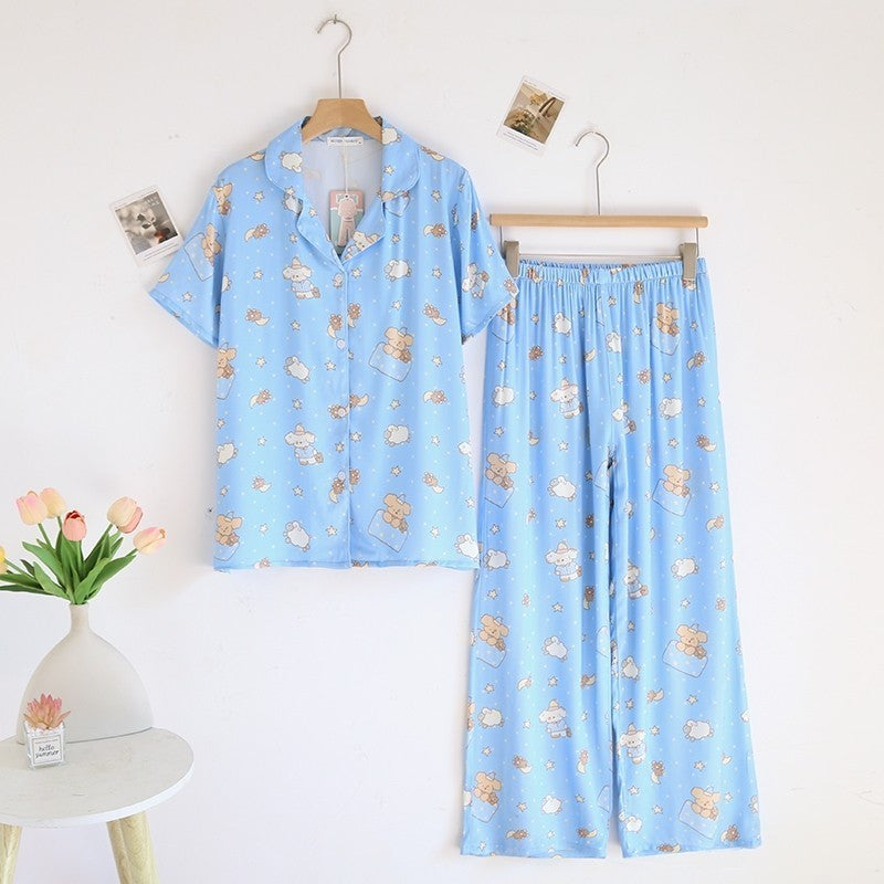 ชุดนอน Muslin Pajamas Organic bamboo รุ่น Blue Rabbit kook (A1022 B1022 E1022)| ชุดนอนผู้หญิง