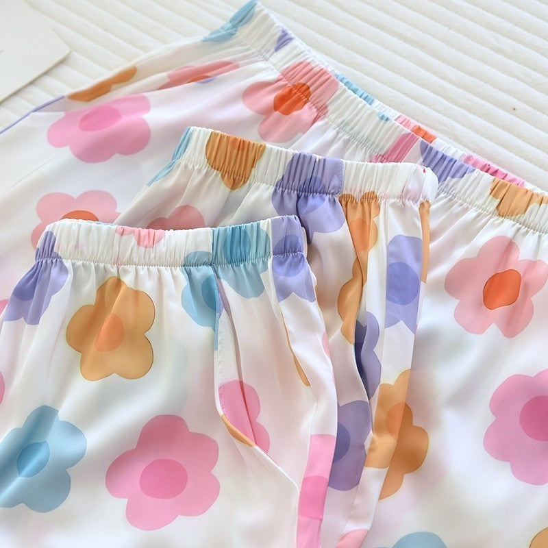 ชุดนอน Muslin Pajamas Silk Satin Support Bra รุ่นFloral Hues(N5096 T5096 K5096)ชุดนอนมีบราในตัว,ชุดนอนผู้หญิง