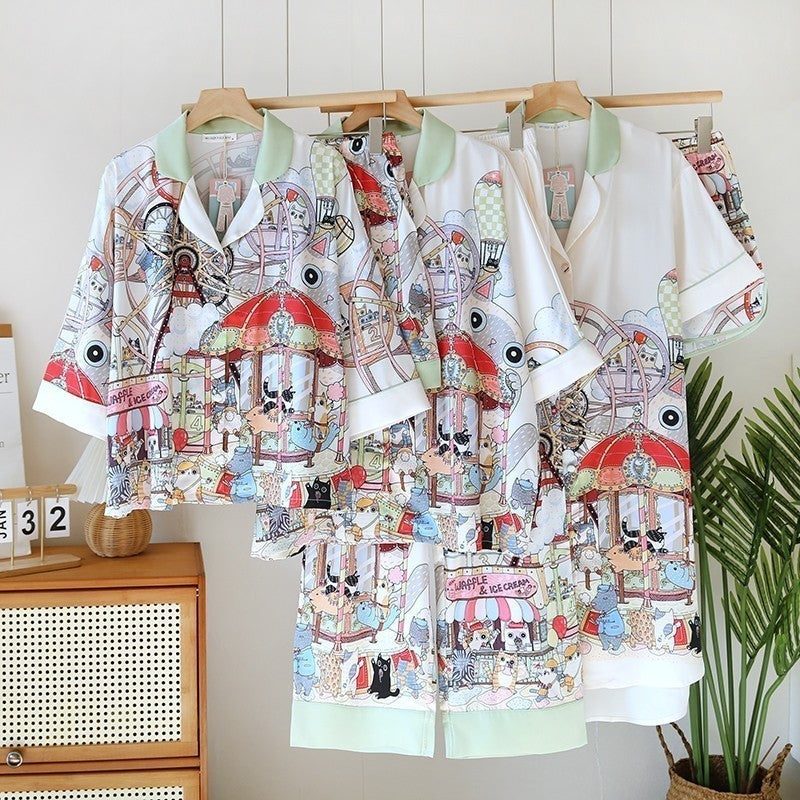 ชุดนอน Muslin Pajamas Silk Satin Carnival Whimsy Oversize (W2100 V2100 K2100)