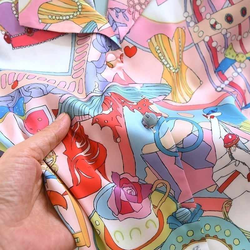 ชุดนอน Muslin Pajamas Silk Satin รุ่นสื่อรักกับโลกแฟชั่น (N5108 T5108)