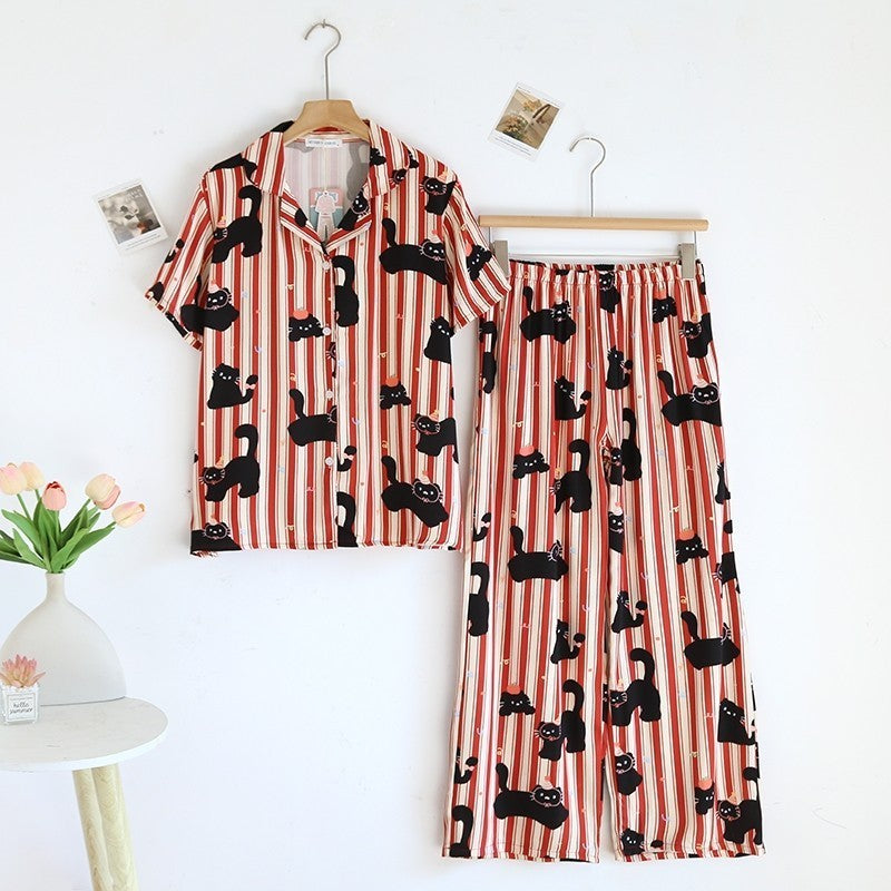 ชุดนอน Muslin Pajamas Organic bamboo รุ่น Black Cat (A1018 B1018 E1018)|ชุดนอนผู้หญิง