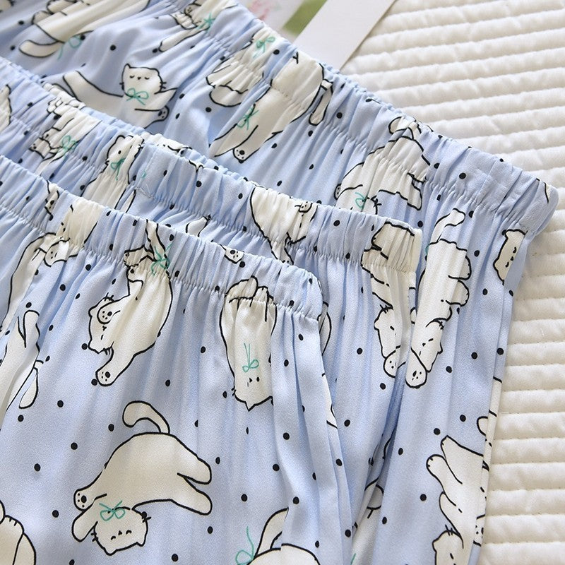 ชุดนอน Muslin pajamas Organic bamboo รุ่นChubby CatsSupport(A1025 B1025 E1025)|ชุดนอนมีบรา