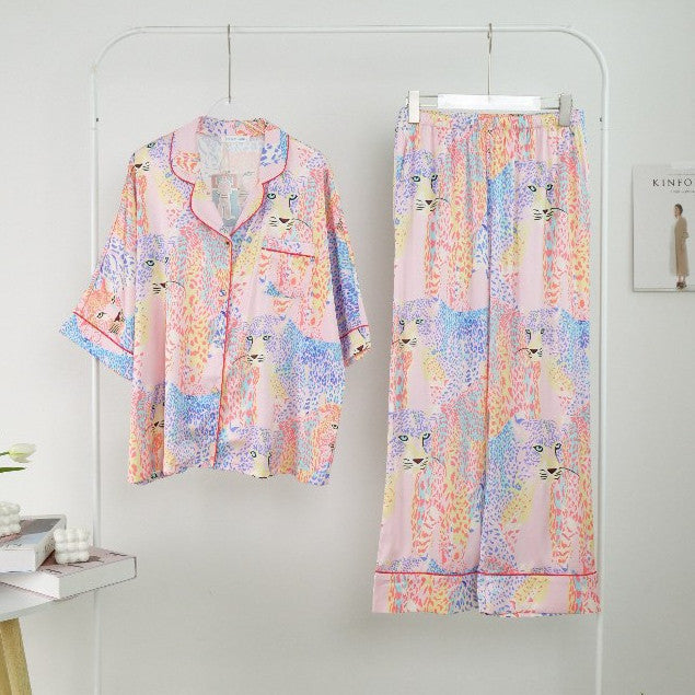 ชุดนอน Muslin Pajamas Silk Satin รุ่น Iridescent Leopard (W2075 V2075 K2075)