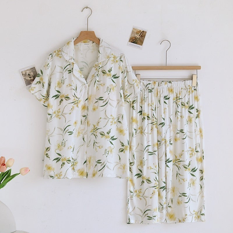 ชุดนอน Muslin Pajamas Organic bamboo รุ่น Flower Blue (A1016 B1016 E1016)|ชุดนอนผู้หญิง