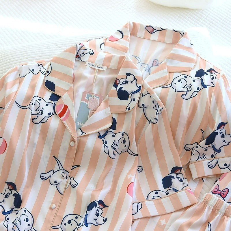 ชุดนอน Muslin Pajamas Silk Satin รุ่น Puppy Love Sleepwear (N5100 T5100)