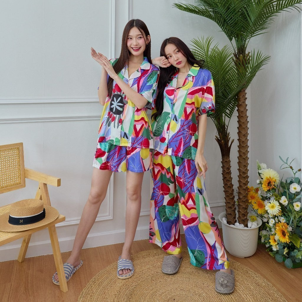 ชุดนอน Muslin Pajamas Silk Satin รุ่น Summer Tropic (N3087 L3087 T3087 P3087)