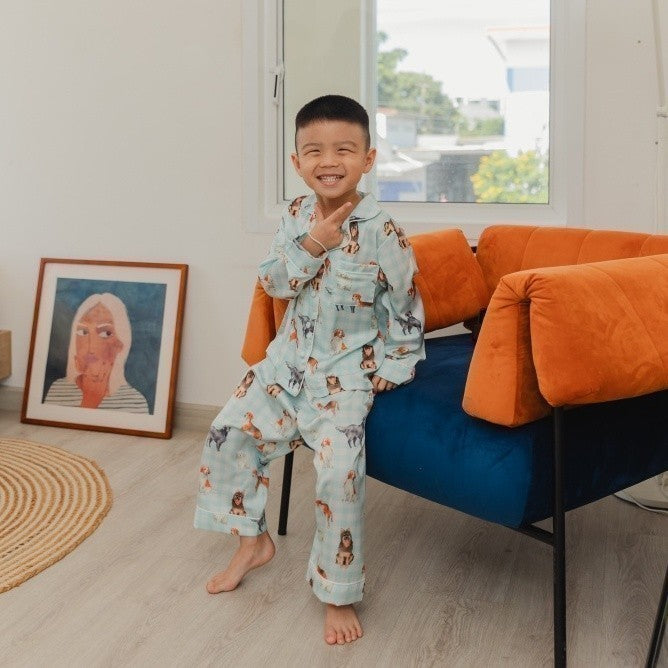 ชุดนอน Muslin Pajamas Collection Muslin Pet ชุดนอน Silk Satin ( ชุดนอนเด็ก M3011 M3015 )