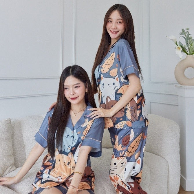 ชุดนอน Muslin Pajamas Collection Muslin Petรุ่นPewter Kitten(N2001 T2001 K2001 L2001)|ชุดนอนผู้หญิง