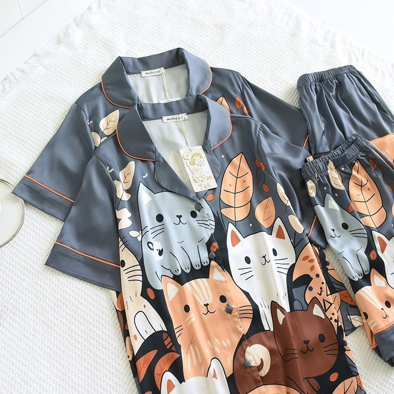 ชุดนอน Muslin Pajamas Collection Muslin Petรุ่นPewter Kitten(N2001 T2001 K2001 L2001)|ชุดนอนผู้หญิง