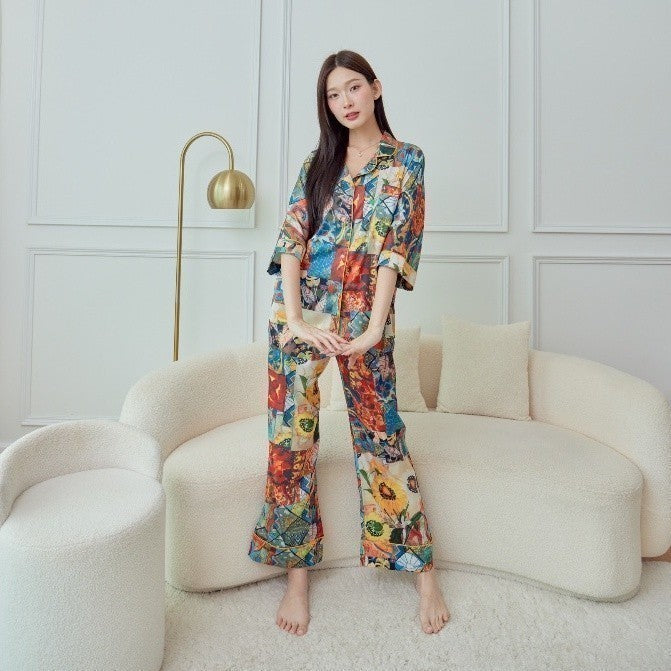 ชุดนอน Muslin Pajamas Silk Satinรุ่น Picasso(W330 V330 L330 K330 R330)|ชุดนอนผู้หญิง,ชุดนอนชุดเที่ยว