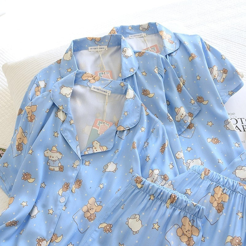 ชุดนอน Muslin Pajamas Organic bamboo รุ่น Blue Rabbit kook (A1022 B1022 E1022)| ชุดนอนผู้หญิง