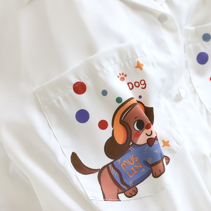 ชุดนอน Muslin Pajamas Collection Muslin Pet รุ่น Puppy Carnival Brown (T3231 T3232)|ชุดนอนชุดเที่ยว