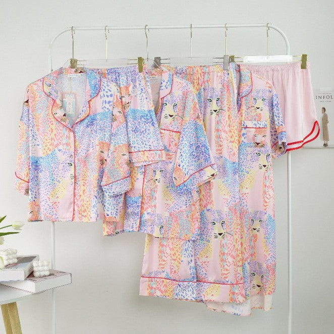 ชุดนอน Muslin Pajamas Silk Satin รุ่น Iridescent Leopard (W2075 V2075 K2075)