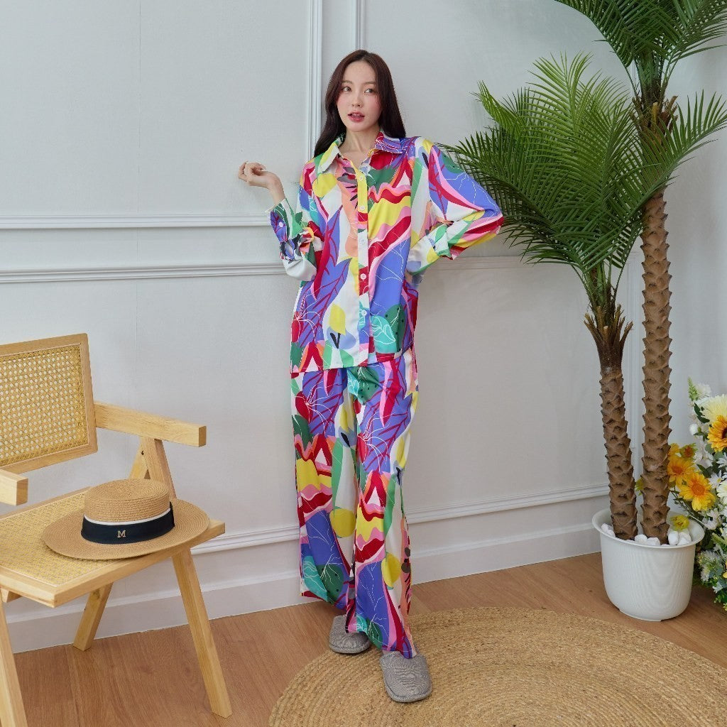 ชุดนอน Muslin Pajamas Silk Satin รุ่น Summer Tropic (N3087 L3087 T3087 P3087)
