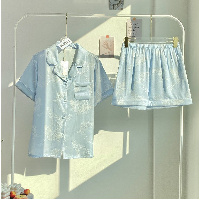 ชุดนอน Muslin Pajamas ชุดนอน Silk Jacquard ( รุ่น Leopard Bouquet N4070 N4071 N4072)