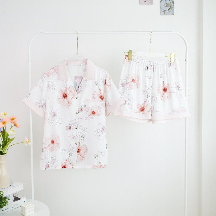 ชุดนอน Muslin Pajamas Silk Jacquard รุ่น The Flowersare (N4105)