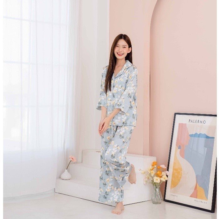 ชุดนอน Muslin Pajamas Silk Satin ( P969 )