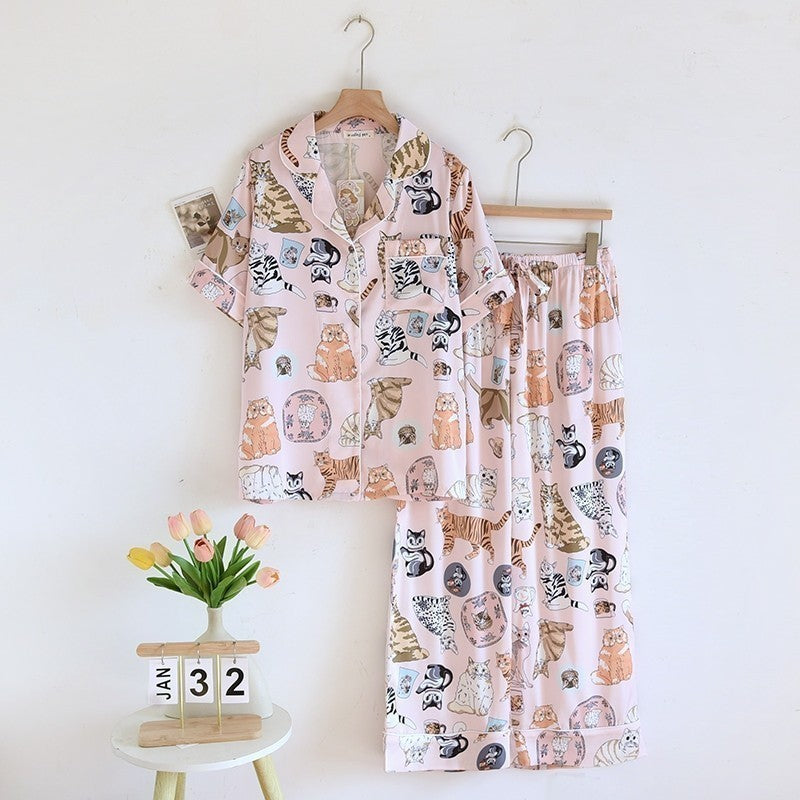 ชุดนอนMuslin Pajamas Collection Muslin Pet รุ่นแมวชมพู (N1133 T1133 K1133 L1133) | ชุดนอนผู้หญิง