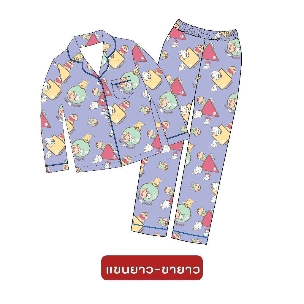 ชุดนอน 𝐂𝐑𝐀𝐘𝐎𝐍 𝐒𝐇𝐈𝐍𝐂𝐇𝐀𝐍 ลิขสิทธิ์แท้แบรนด์ PAJARA ผ้า cotton satin เด็ก M30 M31 M32 M33 M34 M35