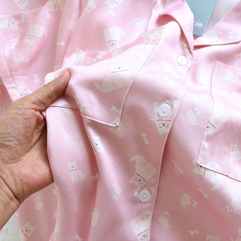 ชุดนอน Muslin Pajamas Organic bamboo รุ่น Wooffy Love (A1053 B1053 E1053) | ชุดนอนผู้หญิง