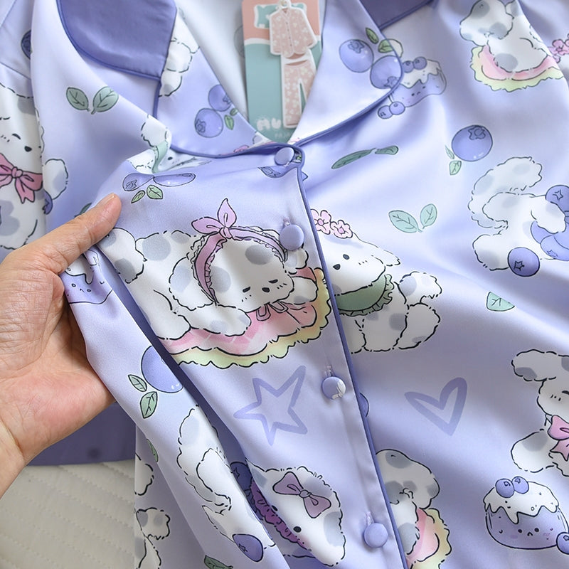 ชุดนอน Muslin Pajamas Silk Satin รุ่น Pastel Pudding (N5155 T5155) | ชุดนอนผู้หญิง