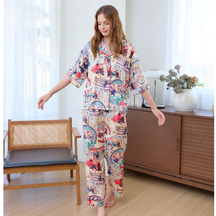 ชุดนอน Muslin Pajamas Silk Satin รุ่น Fairytale Circus (W2159 V2159) | ชุดนอนชุดเที่ยว,ชุดนอนผู้หญิง