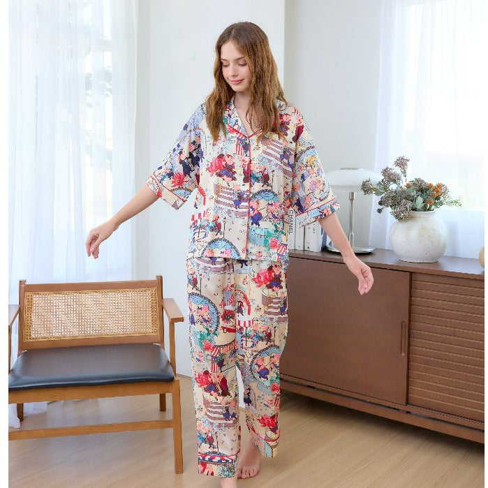 ชุดนอน Muslin Pajamas Silk Satin รุ่น Fairytale Circus (W2159 V2159) | ชุดนอนชุดเที่ยว,ชุดนอนผู้หญิง