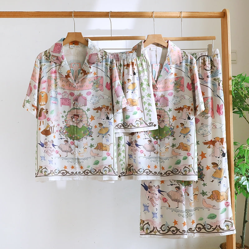 ชุดนอน Muslin Pajamas Silk Satin รุ่น Magic Wonderland (N5157 T5157) | ชุดนอนผู้หญิง