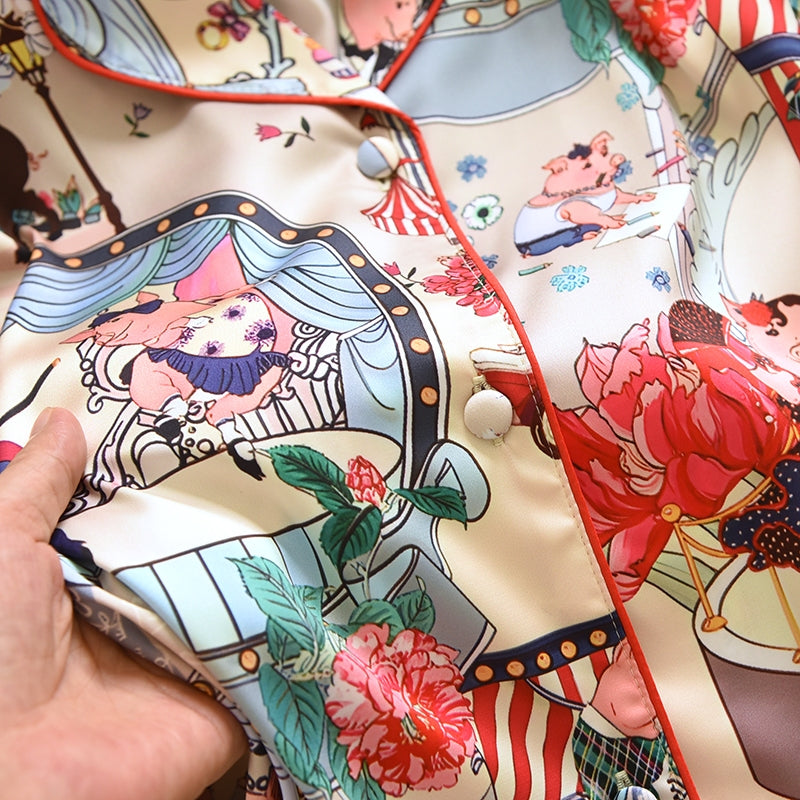 ชุดนอน Muslin Pajamas Silk Satin รุ่น Fairytale Circus (W2159 V2159) | ชุดนอนชุดเที่ยว,ชุดนอนผู้หญิง