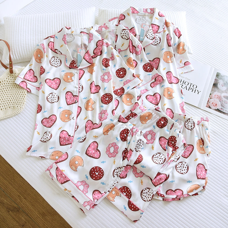 ชุดนอน Muslin Pajamas Silk Satin รุ่น Sprinkle Love (N5159 T5159 K5159) | ชุดนอนผู้หญิง