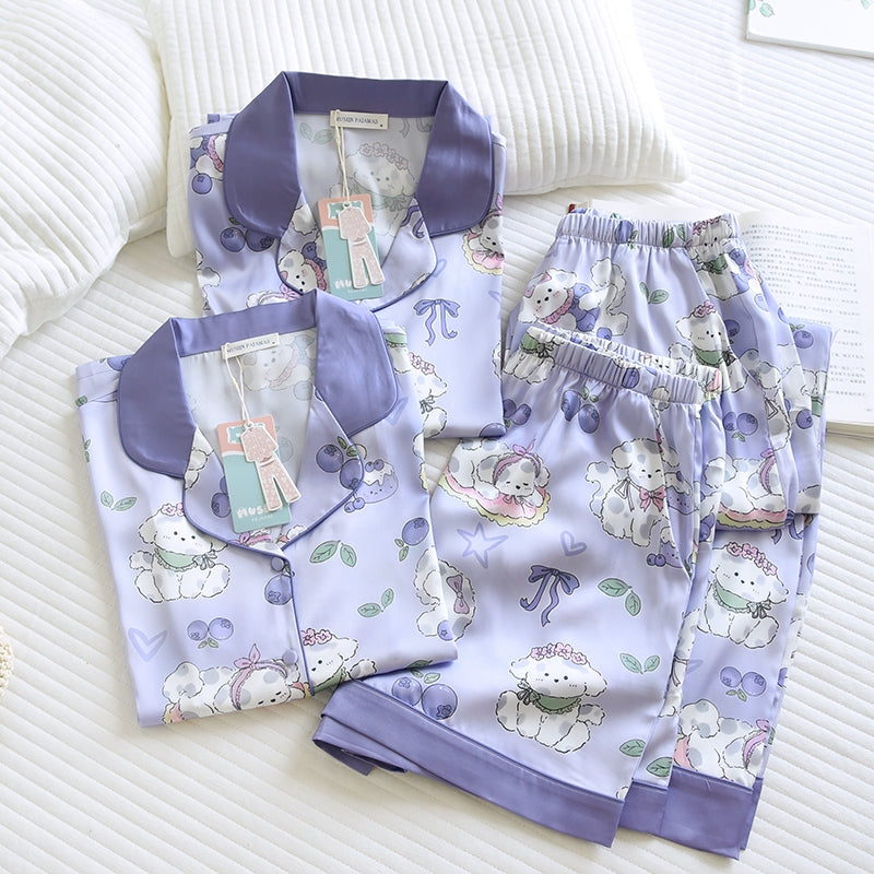 ชุดนอน Muslin Pajamas Silk Satin รุ่น Pastel Pudding (N5155 T5155) | ชุดนอนผู้หญิง