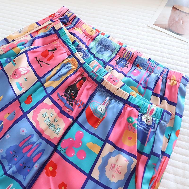 ชุดนอน Muslin Pajamas Silk Satin รุ่น Bunny Blocks (N5148 T5148) | ชุดนอนชุดเที่ยว,ชุดผู้หญิง