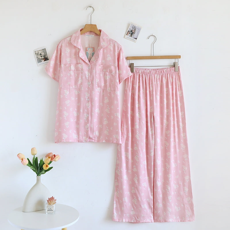 ชุดนอน Muslin Pajamas Organic bamboo รุ่น Wooffy Love (A1053 B1053 E1053) | ชุดนอนผู้หญิง