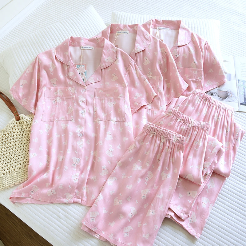 ชุดนอน Muslin Pajamas Organic bamboo รุ่น Wooffy Love (A1053 B1053 E1053) | ชุดนอนผู้หญิง