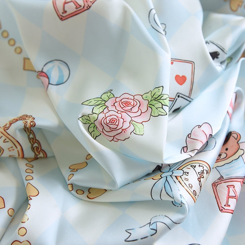 ชุดนอน Muslin Pajamas Silk Satin รุ่น Wonderland Kitty (W2171 V2171 L2171) | ชุดนอนผู้หญิง,ชุดเที่ยว