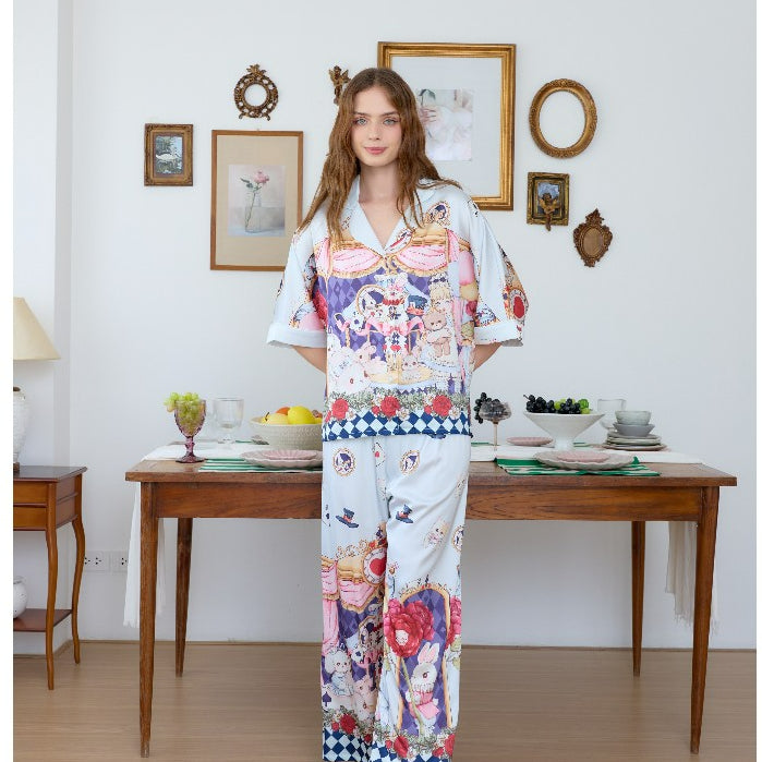 ชุดนอน Muslin Pajamas Silk Satin รุ่น Bunny Girl Party (W2160 V2160) | ชุดนอนผู้หญิง ชุดเที่ยว