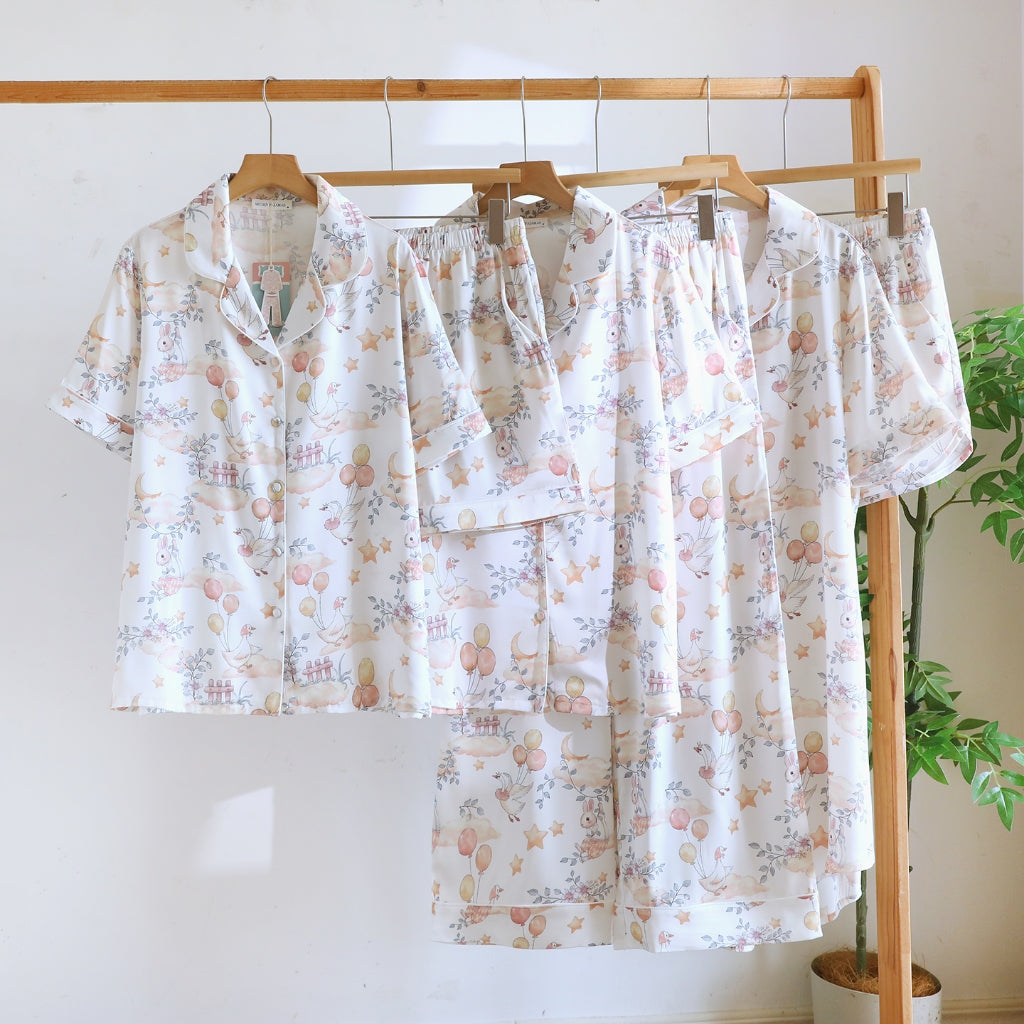 ชุดนอน Muslin Pajamas Silk Satin รุ่น Dreamy Goose Garden (N5153 T5153 K5153) | ชุดนอนผู้หญิง