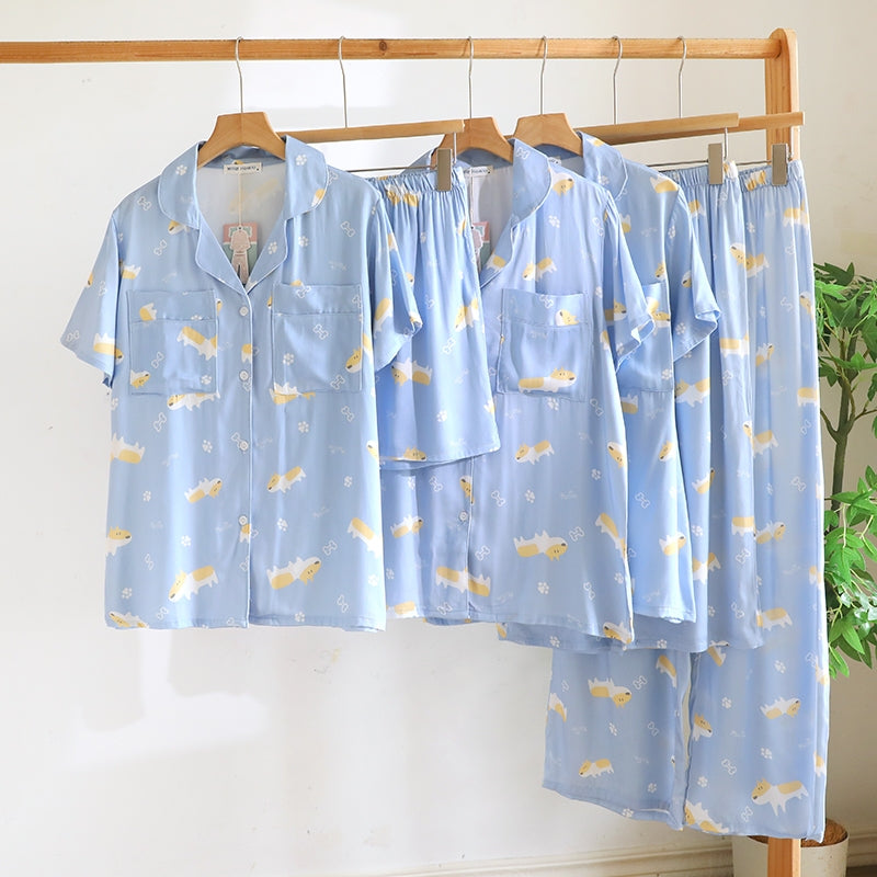 ชุดนอน Muslin Pajamas Organic bamboo รุ่น Corgi Parade (A1056 B1056 E1056) | ชุดนอนผู้หญิง