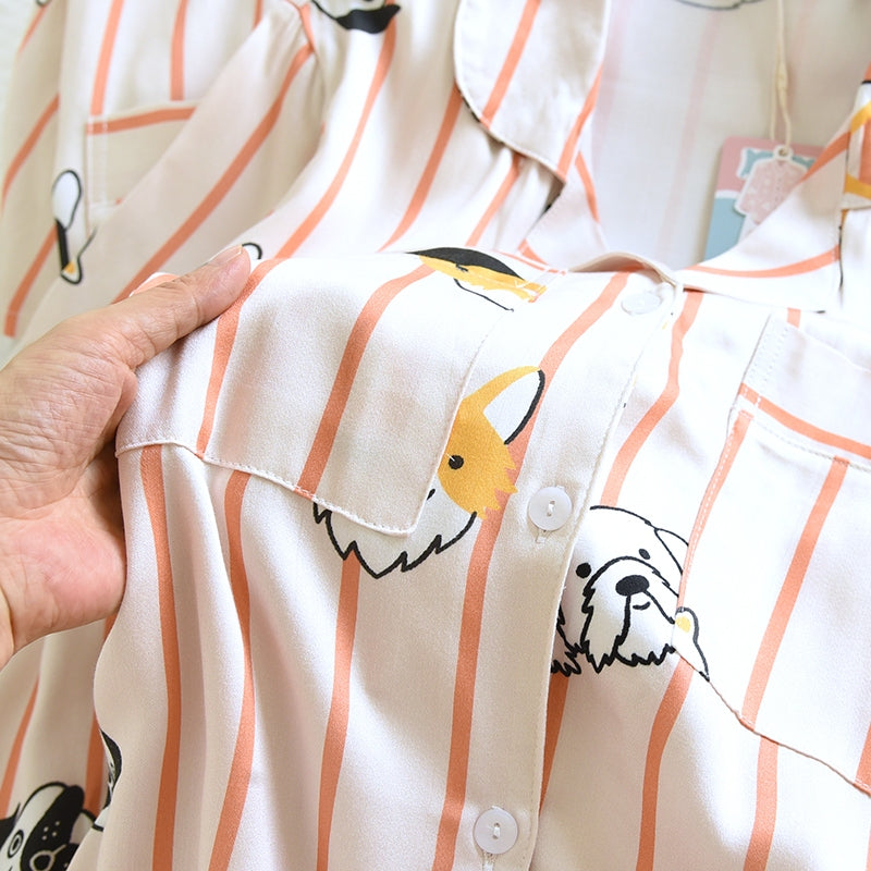 ชุดนอน Muslin Pajamas Organic bamboo รุ่น Doggies in line (A1059 B1059 E1059) | ชุดนอนผู้หญิง