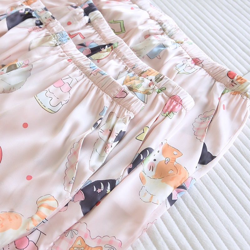 ชุดนอน Muslin Pajamas Silk Satin รุ่น Sweet Kitty Dreams (N5158 T5158 K5158) | ชุดผู้หญิง