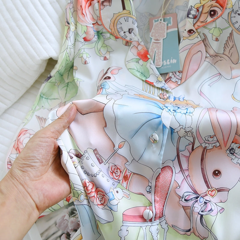 ชุดนอน Muslin Pajamas Silk Satin รุ่น Wonderland Whimsy (W2183 V2183) |ชุดนอนชุดเที่ยว,ชุดนอนผู้หญิง