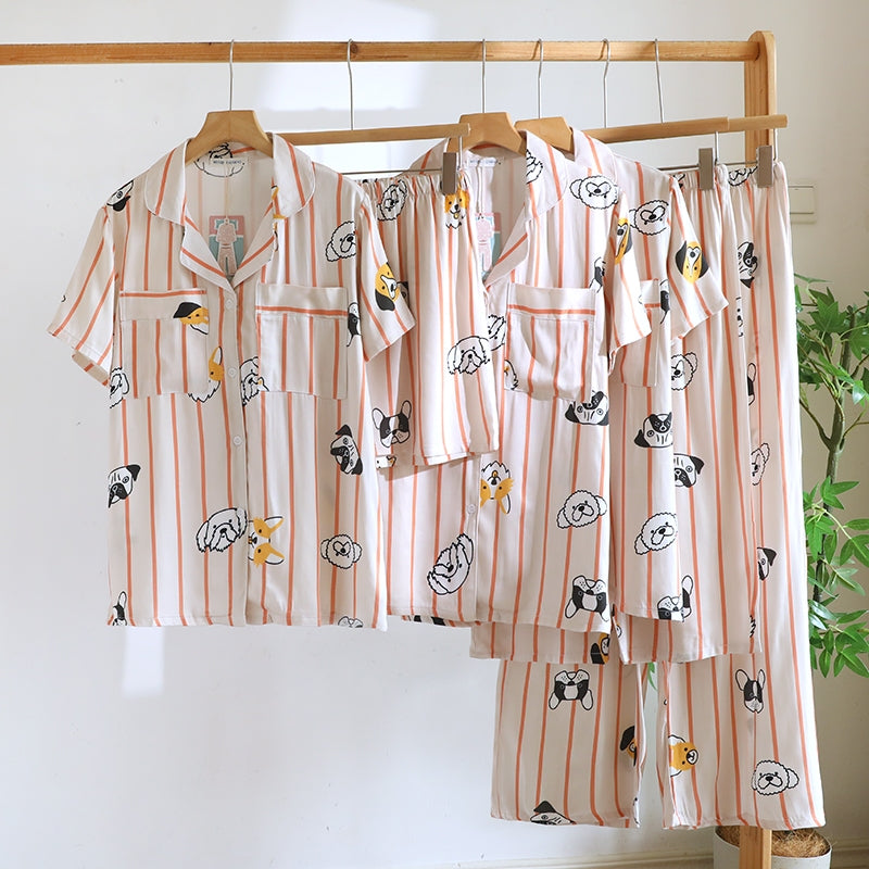 ชุดนอน Muslin Pajamas Organic bamboo รุ่น Doggies in line (A1059 B1059 E1059) | ชุดนอนผู้หญิง