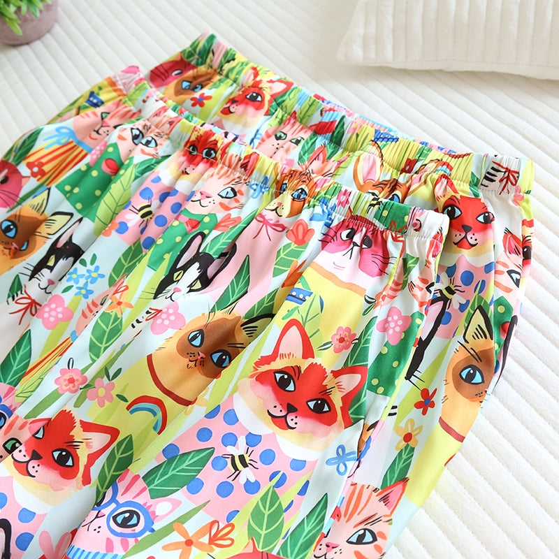 ชุดนอน Muslin Pajamas Silk Satin รุ่น Meow Fiesta (W2168 V2168) | ชุดนอนชุดเที่ยว ชุดผู้หญิง