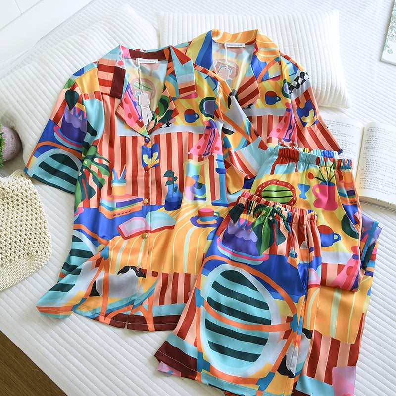 ชุดนอน Muslin Pajamas Silk Satin รุ่น Morning Mood in Studio (N5151 T5151) | ชุดนอนผู้หญิง