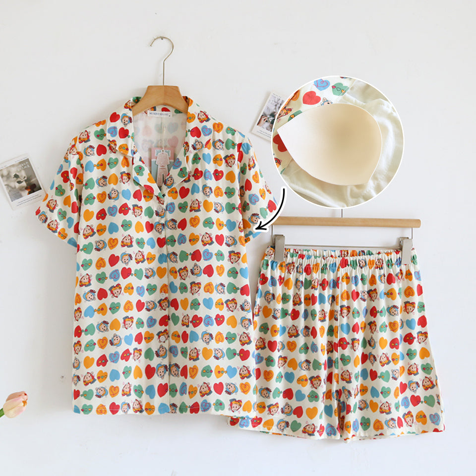 ชุดนอน Muslin Pajamas Organic bamboo รุ่นLovely Faces(A1040 B1040 E1040)|ชุดนอนมีบรา,ชุดนอนผู้หญิง
