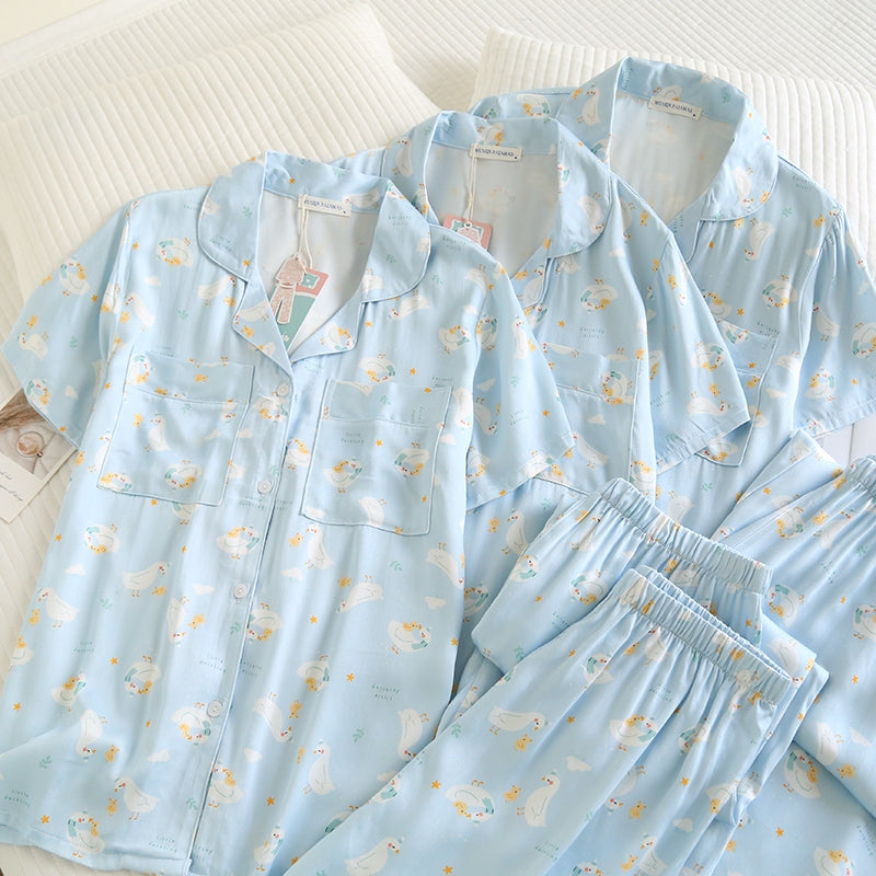 ชุดนอน Muslin Pajamas Organic bamboo รุ่น Goosey Garden (A1057 B1057 E1057) | ชุดนอนผู้หญิง